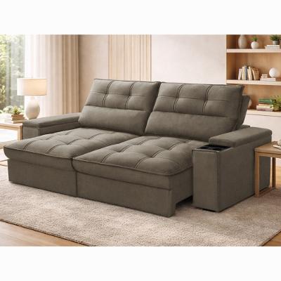 Sofá 3 Lugares Retrátil Reclinável 230cm Linho Aveludado Deville Ferguile