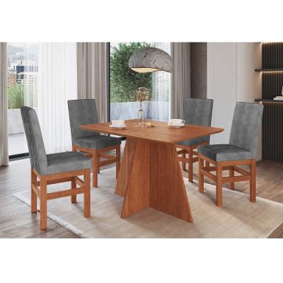 Conjunto Sala de Jantar Mesa 120cm e 4 cadeiras em Madeira Maciça 150/14 Móveis Zamarchi