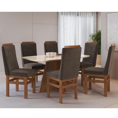 Sala de Jantar Mesa 160cm e 6 Cadeiras Joli 147/26 Móveis Zamarchi