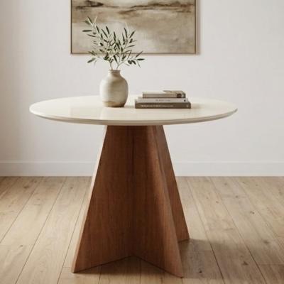 Mesa de Jantar 120cm Redonda Tampo de Vidro Paula Móveis Zamarchi