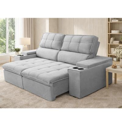Sofá 3 Lugares Retrátil Reclinável 230cm Veludo USB Pluma Ferguile