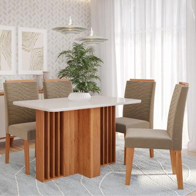 Conjunto Sala de Jantar Mesa Isadora 130cm com Tampo de Vidro 4 Cadeiras Clarice Cimol