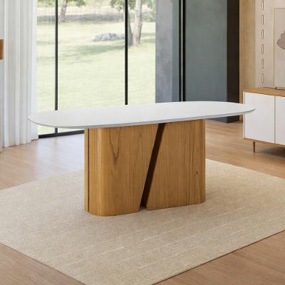 Mesa de Jantar 200cm com Tampo de Vidro Em MDF Yasmin New Ceval