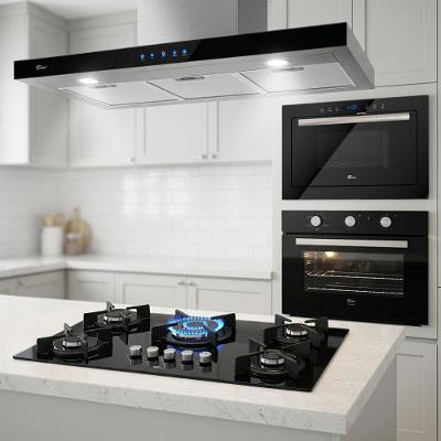 Kit Fischer Infinity Microondas e Forno de Embutir  Cooktop 5 Bocas Tripla Chama Coifa