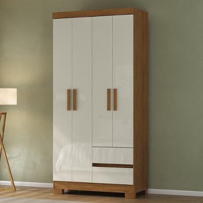Guarda Roupa Solteiro 4 Portas 2 Gavetas com Pés São Luis New Atualle
