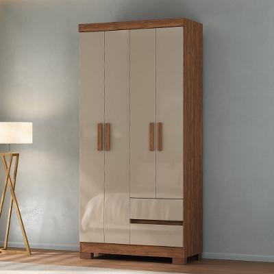 Guarda Roupa Solteiro 4 Portas 2 Gavetas com Pés São Luis New Atualle