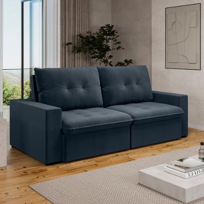 Sofá 3 Lugares Retrátil Reclinável 240cm Veludo Pérola Bexs Estofados