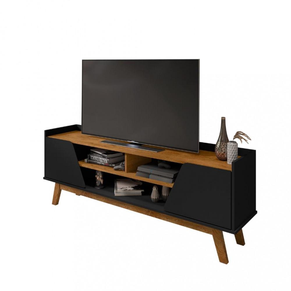 Rack para TV até 65 Polegadas 2 Portas com Pés de Madeira Turim Bechara - 2