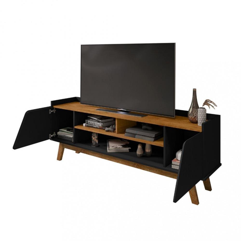 Rack para TV até 65 Polegadas 2 Portas com Pés de Madeira Turim Bechara - 3