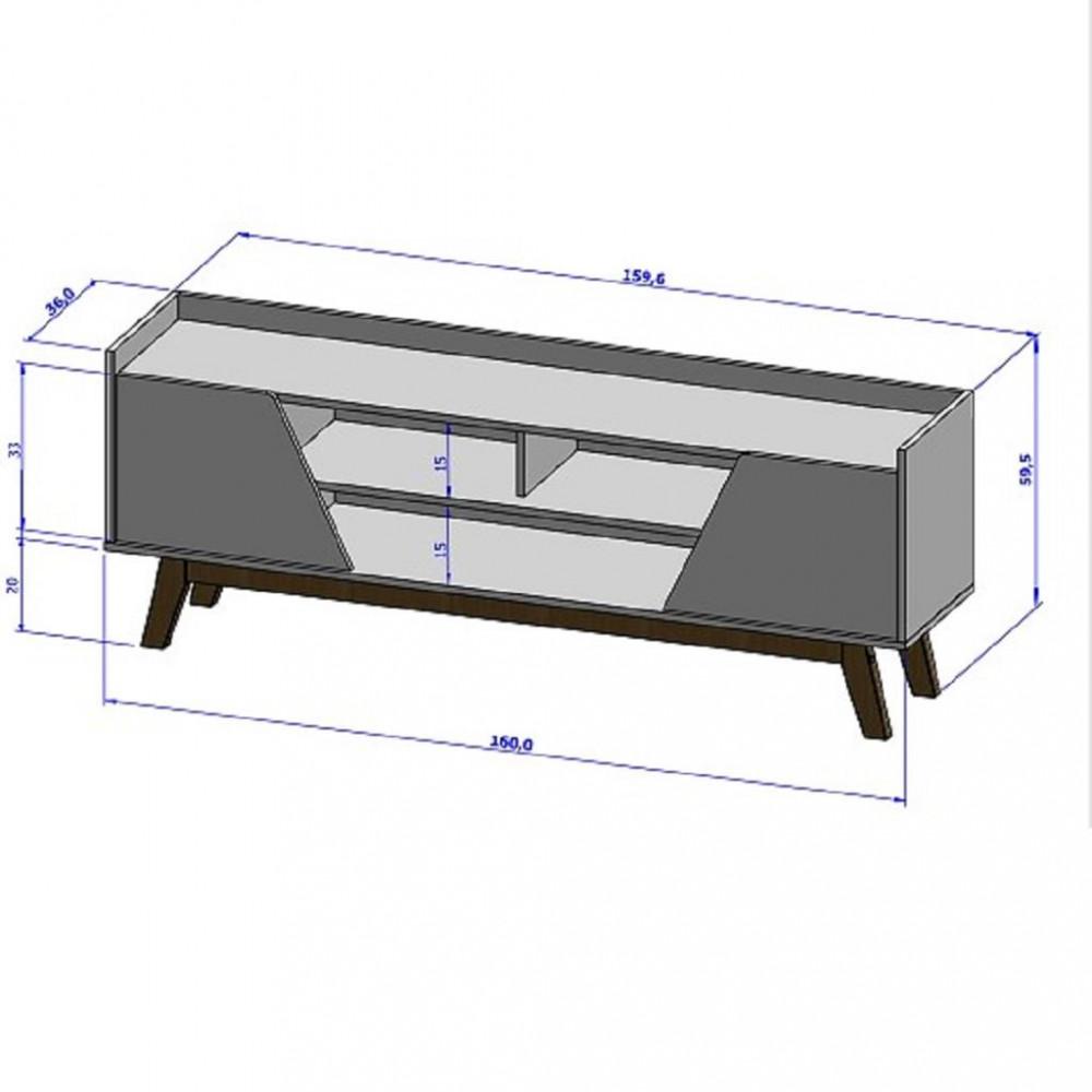 Rack para TV até 65 Polegadas 2 Portas com Pés de Madeira Turim Bechara - 4