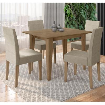 Conjunto Sala de Jantar Mesa 120cm Kate 4 Cadeiras Josi Poliman