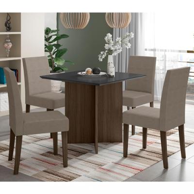 Conjunto Sala de Jantar Mesa 90cm Helo 4 Cadeiras Josi Poliman