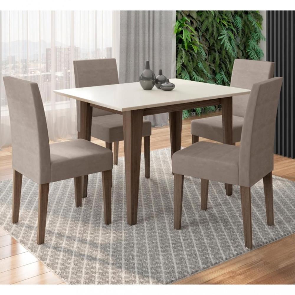 Conjunto Sala de Jantar Mesa 120cm Kate 4 Cadeiras Josi Poliman - 1