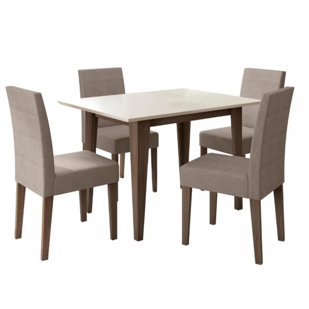 Conjunto Sala de Jantar Mesa 120cm Kate 4 Cadeiras Josi Poliman - 2