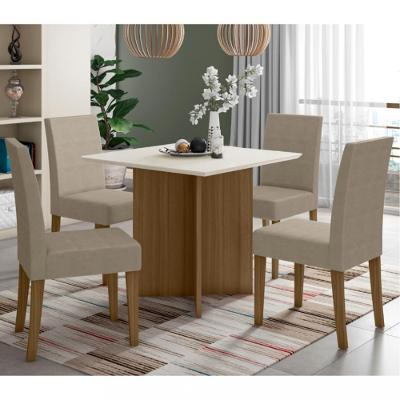 Conjunto Sala de Jantar Mesa 90cm Helo 4 Cadeiras Josi Poliman