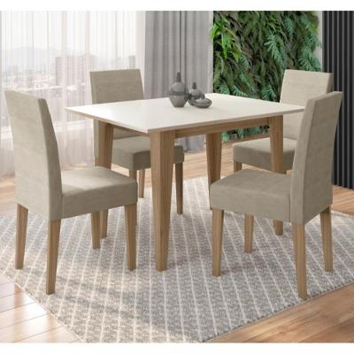 Conjunto Sala de Jantar Mesa 120cm Kate 4 Cadeiras Josi Poliman