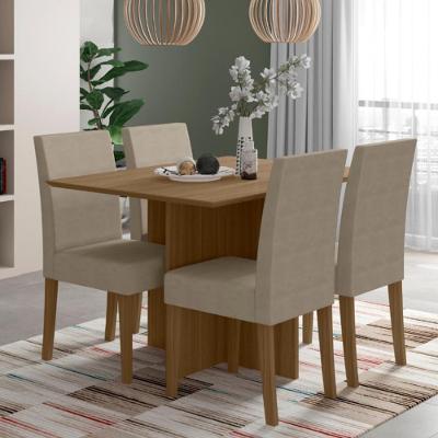 Conjunto Sala de Jantar Mesa 120cm Helo 4 Cadeiras Josi Poliman