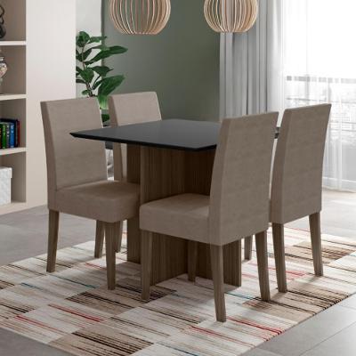 Conjunto Sala de Jantar Mesa 120cm Helo 4 Cadeiras Josi Poliman