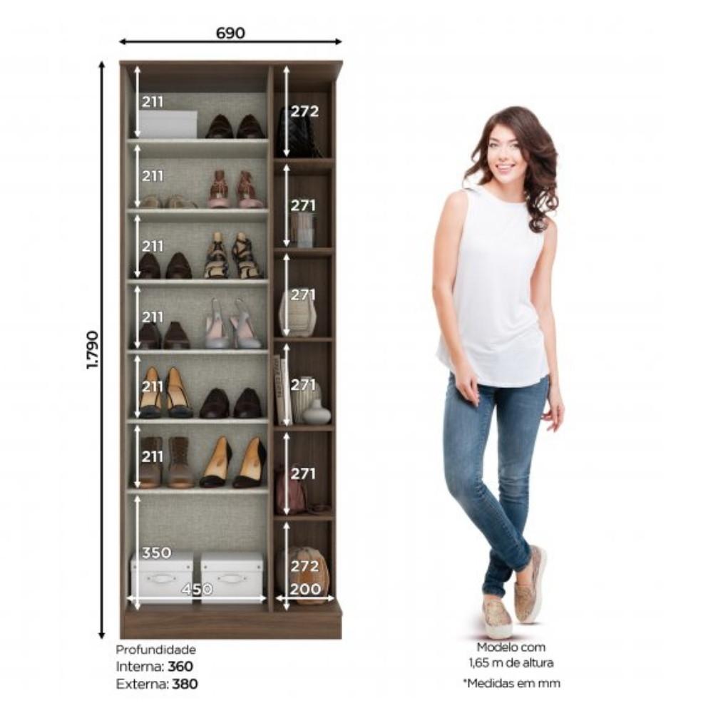 Sapateira Duetto D182 1 Porta com Espelho Henn - 4