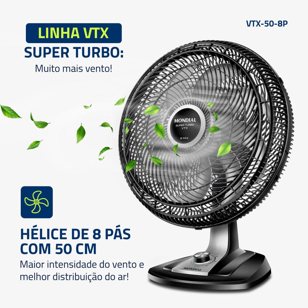 Ventilador de Mesa Mondial Turbo 8 Pás 50cm VTX-50-8P - 2