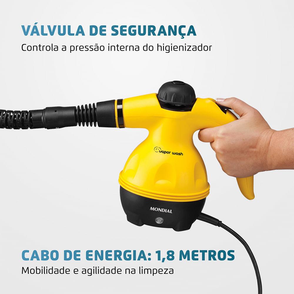 Higienizador Vapor Wash Mondial Amarelo e Preto 1000W HG-01 - 4