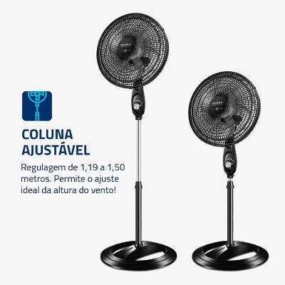 Ventilador Coluna 40cm Super Power Mondial Preto e Prata 140W VSP-40C-NB