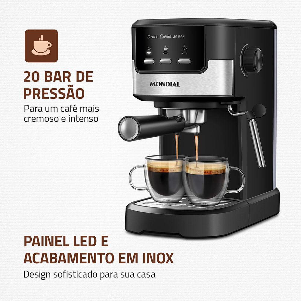 Cafeteira Espresso Dolce Crema 20 Bar Mondial Preto e Inox 1200W C-20-EC - 2