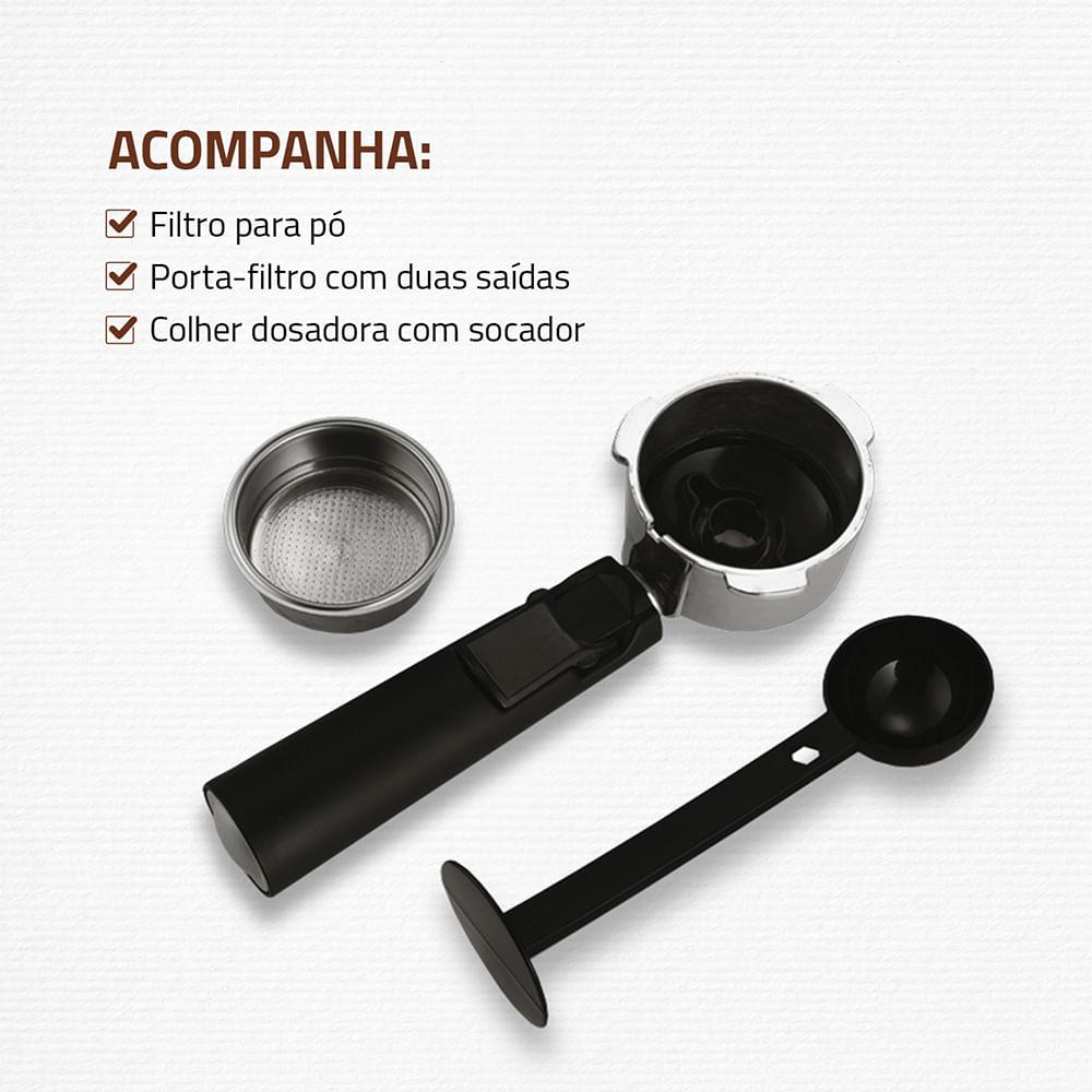 Cafeteira Espresso Dolce Crema 20 Bar Mondial Preto e Inox 1200W C-20-EC - 6