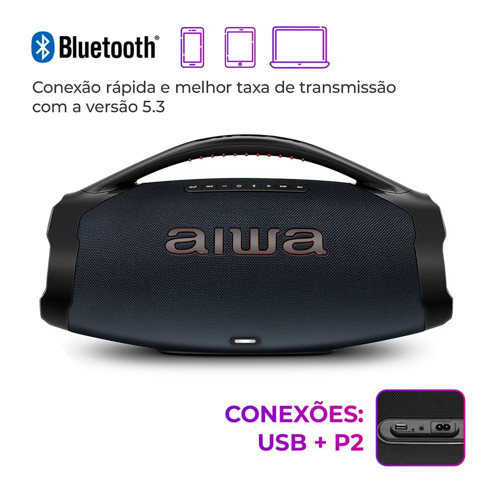 Caixa de Som Boombox Plus AIWA BBS-01-LBL 200W Bluetooth 30H IP66 USB RGB - 10