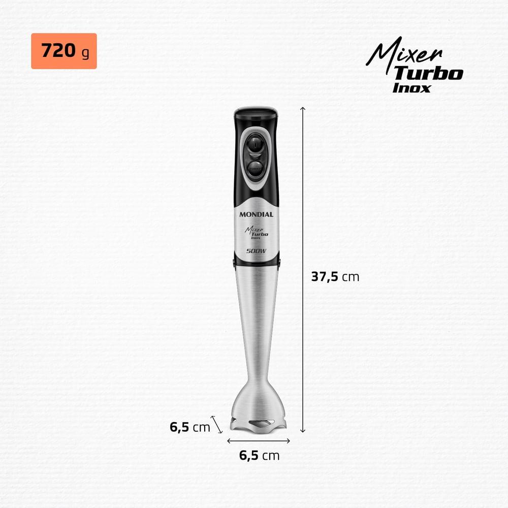 Mixer Turbo Inox Mondial Preto e Inox 500W M-16-BI - 7