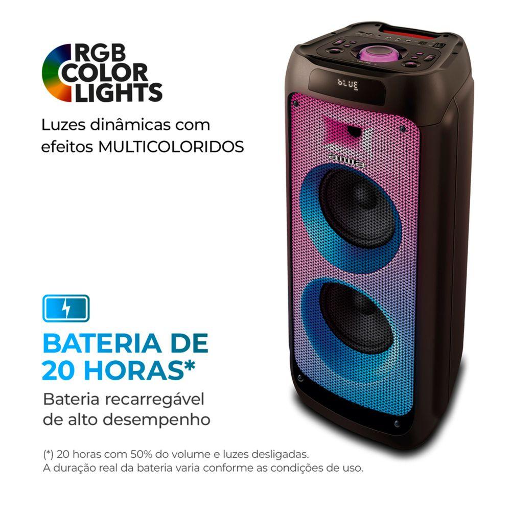 Caixa de Som PartyBox AIWA PB-05 Bluetooth 20H RGB USB TWS Preto - 4