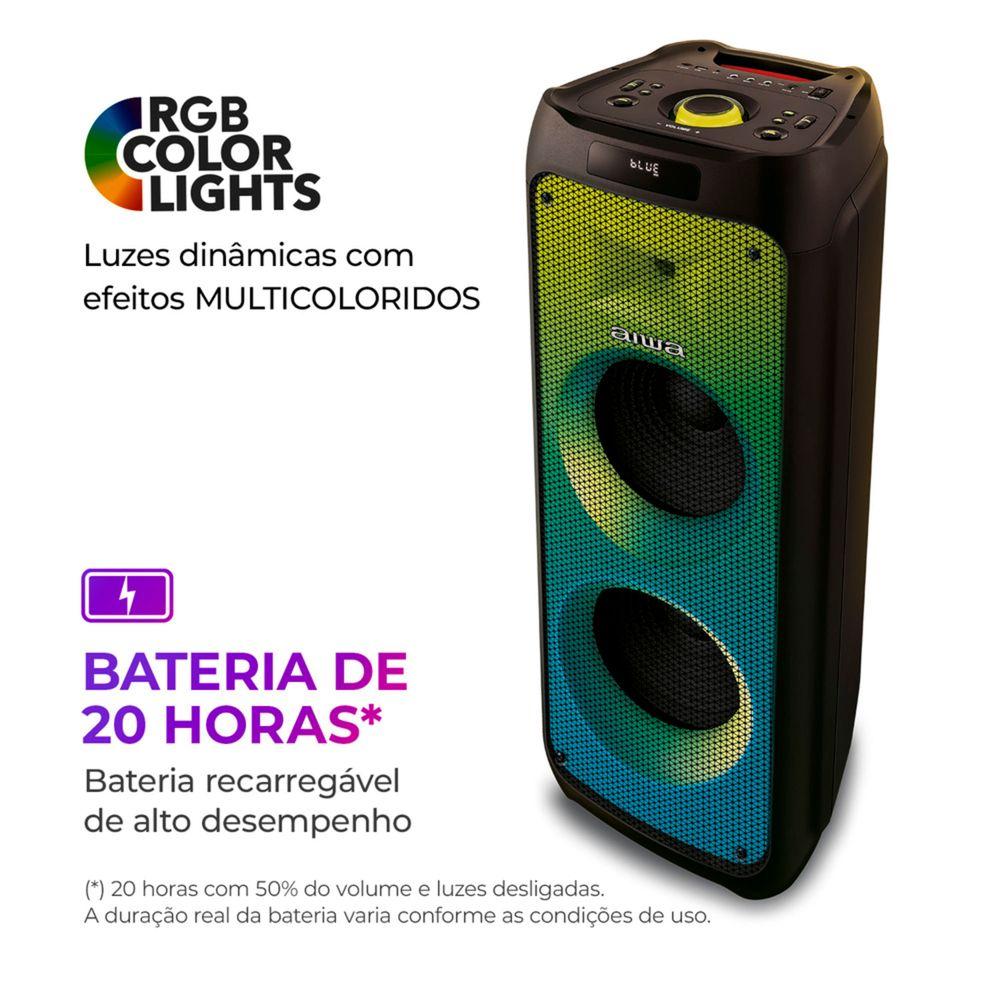 Caixa de Som PartyBox AIWA PB-06 Bluetooth 20H RGB USB TWS Preto - 4
