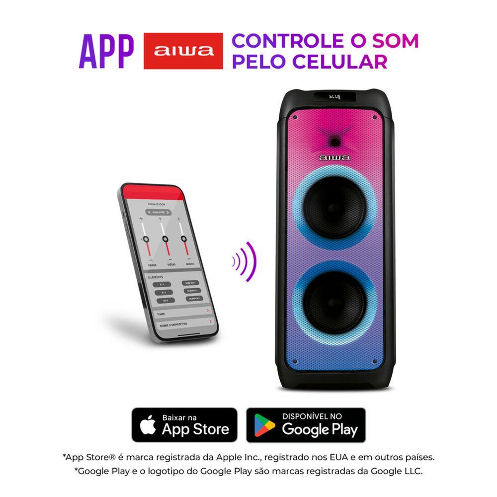 Caixa de Som PartyBox AIWA PB-06 Bluetooth 20H RGB USB TWS Preto - 5