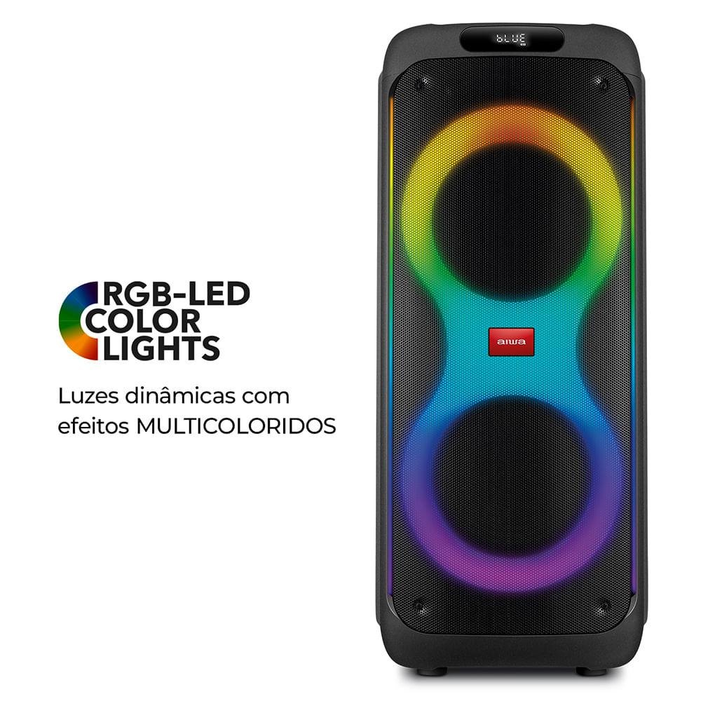 Caixa de Som PartyBox AIWA PB-04 Bluetooth 18H RGB USB TWS Preto - 6