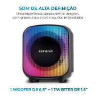 Caixa de Som PartyBox AIWA PB-07 Bluetooth 8H RGB USB TWS Preto