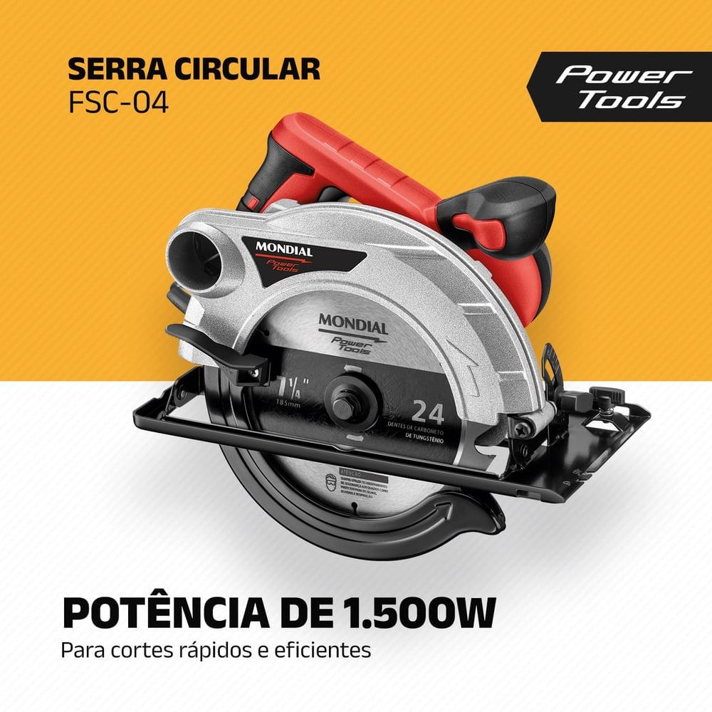 Serra Circular Mondial Vermelho 1500W FSC-04 - 2