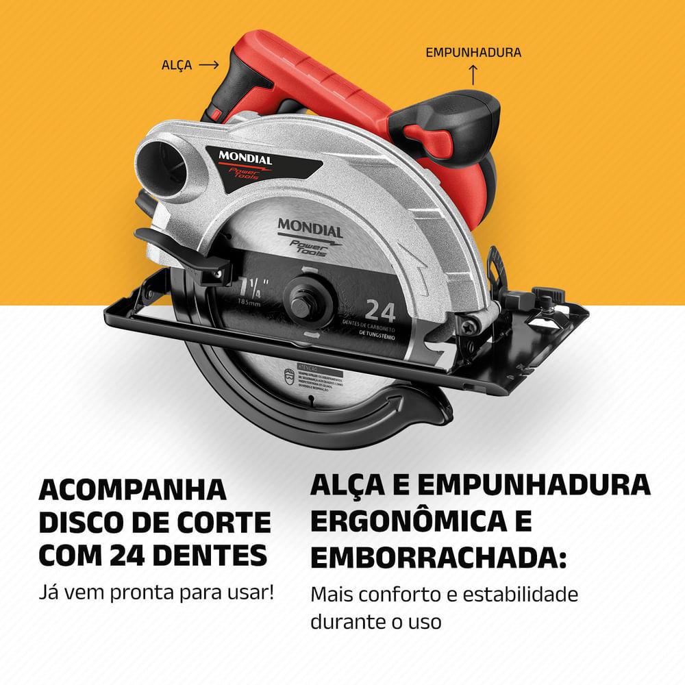 Serra Circular Mondial Vermelho 1500W FSC-04 - 6
