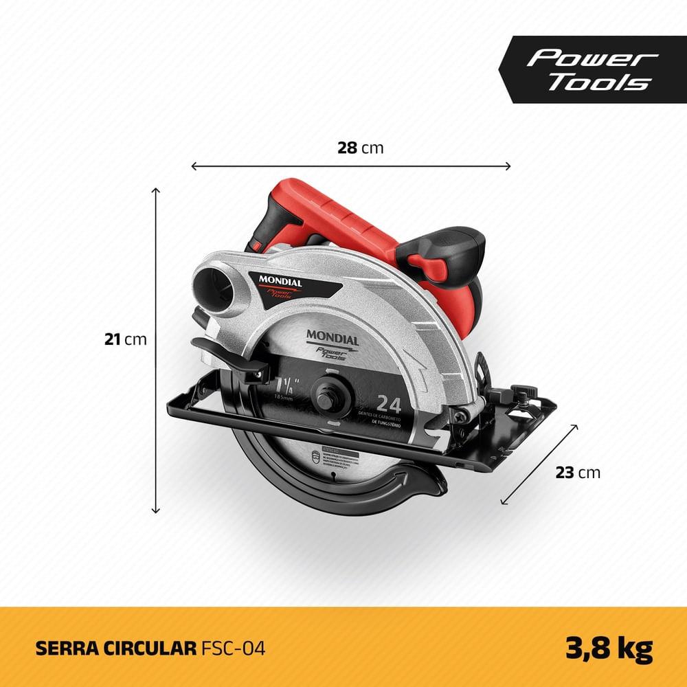 Serra Circular Mondial Vermelho 1500W FSC-04 - 7