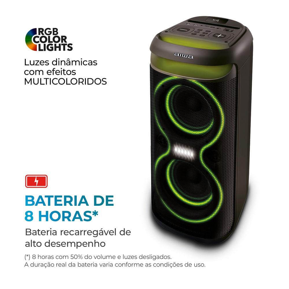 Caixa de Som PartyBox AIWA PB-08 Bluetooth 8H RGB USB TWS Preto - 6