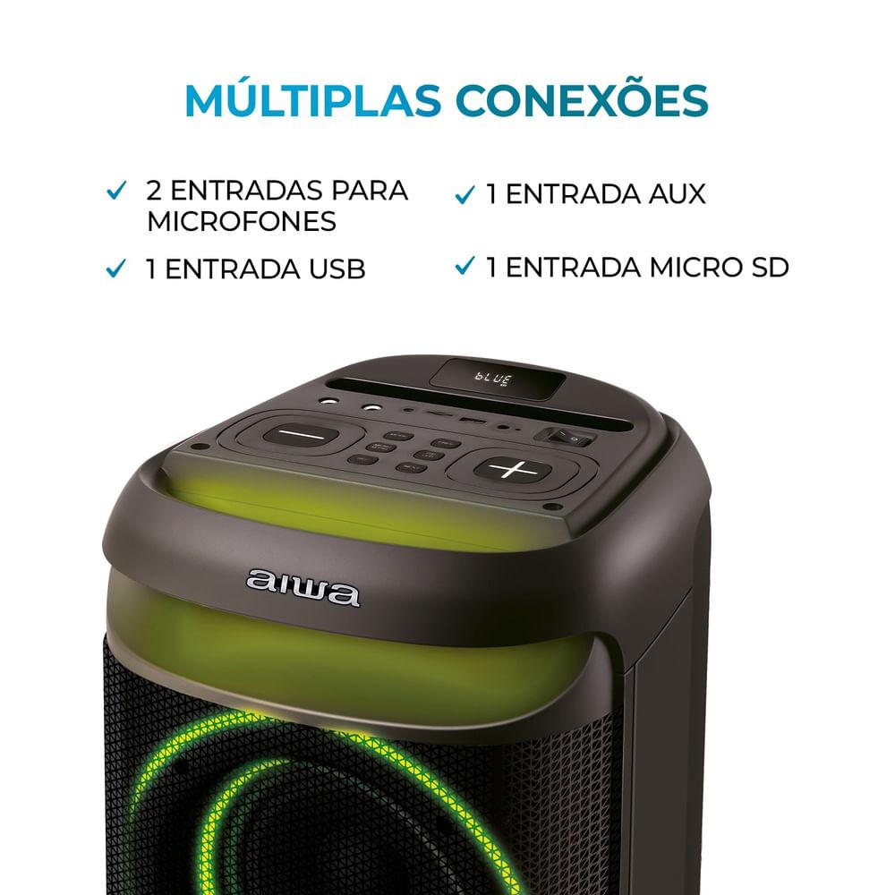 Caixa de Som PartyBox AIWA PB-08 Bluetooth 8H RGB USB TWS Preto - 7
