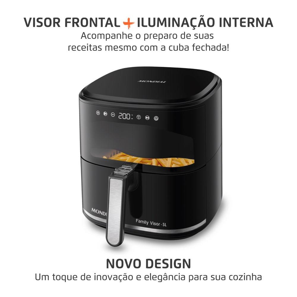 Fritadeira Sem Óleo Air Fryer Digital 5L  Mondial  Preto  2000W- AF-50-DV - 2