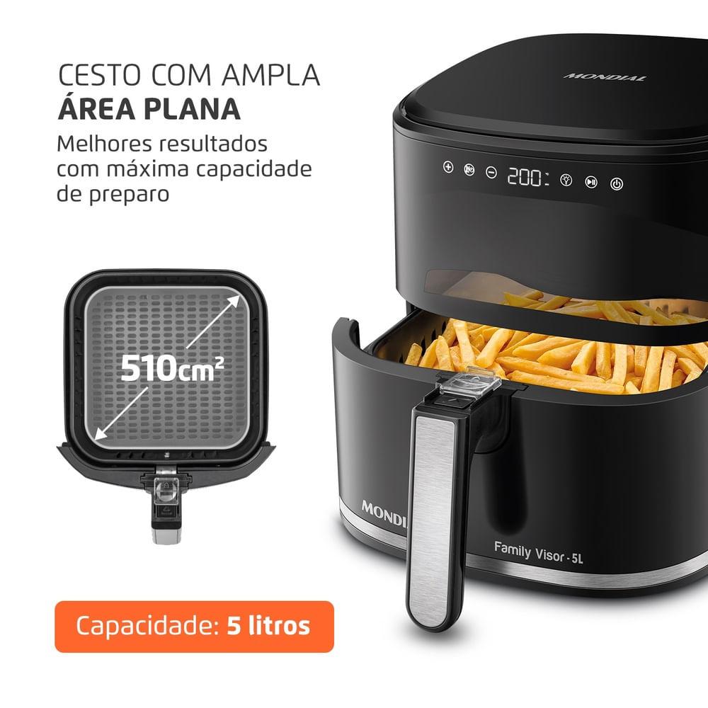 Fritadeira Sem Óleo Air Fryer Digital 5L  Mondial  Preto  2000W- AF-50-DV - 4