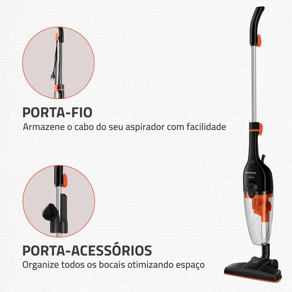 Aspirador de Pó Turbo Cycle  Mondial  Preto e Laranja  1500W- AP-40-B - 6