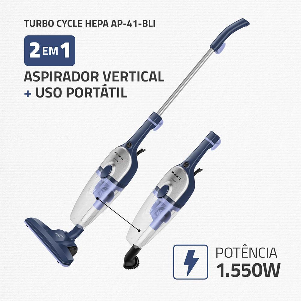 Aspirador de Pó Turbo Cycle Hepa Mondial 1550W  - AP-41-BLI - 2