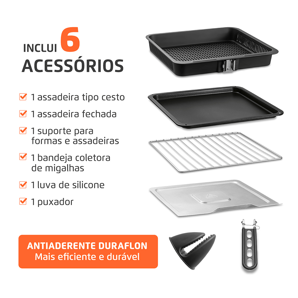 Fritadeira Air Fryer Forno Oven Digital 25L Mondial Preto e Inox 2000W - AFO-25L-BI - 5