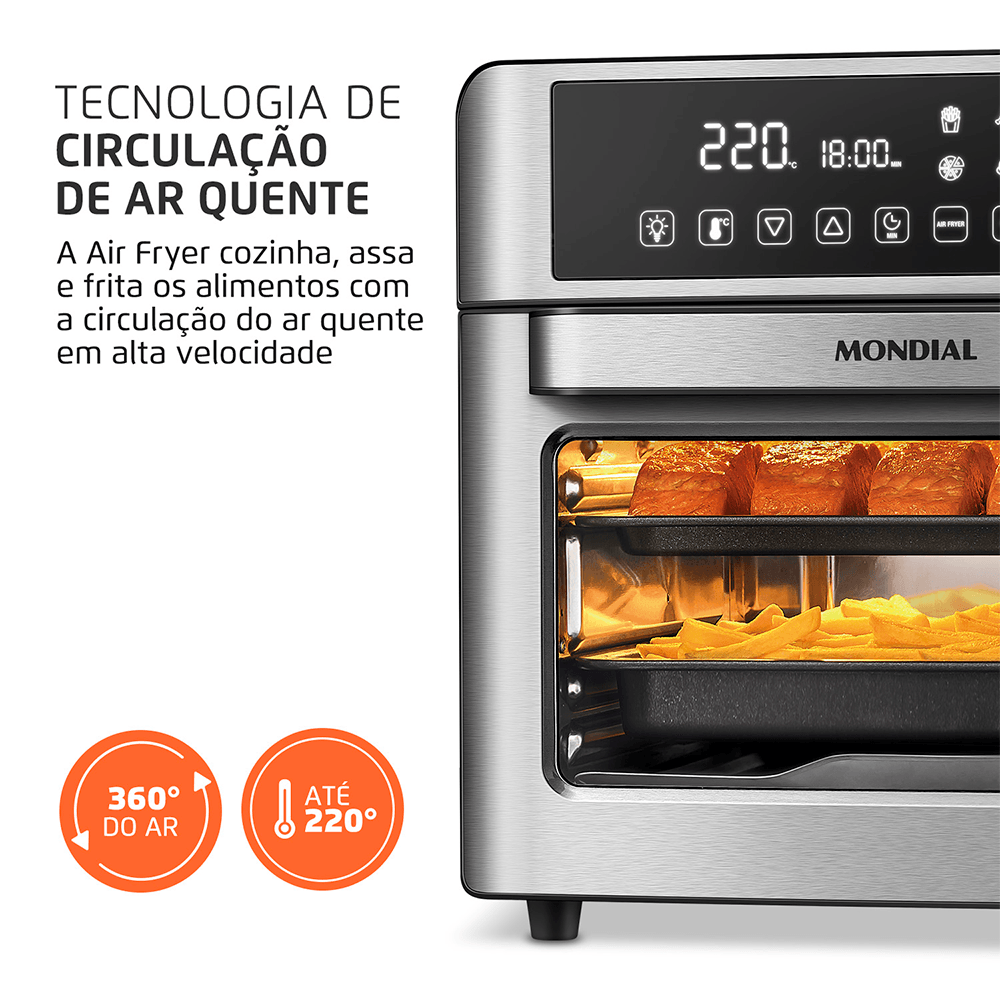 Fritadeira Air Fryer Forno Oven Digital 25L Mondial Preto e Inox 2000W - AFO-25L-BI - 7