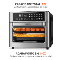 Fritadeira Air Fryer Forno Oven Digital 25L Mondial Preto e Inox 2000W - AFO-25L-BI - 2