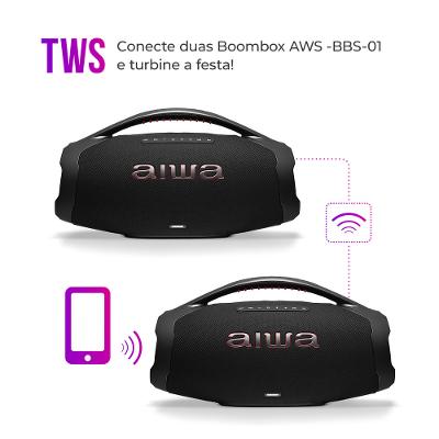Caixa de Som Boombox Plus AIWA BBS-01-B 200W Bluetooth 30H IP66 USB Preto