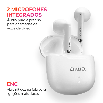 Fone de Ouvido Earbud Aiwa EB-05-W Bluetooth ENC APP