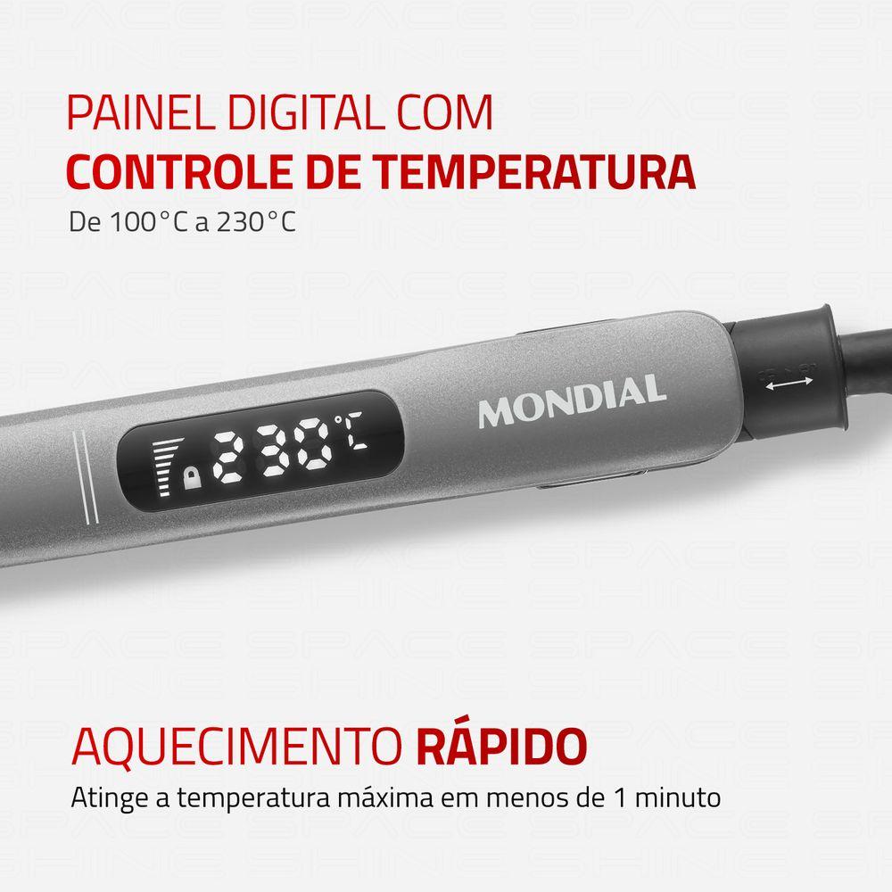 Prancha Alisadora Space Shine Mondial Grafite 50W Bivolt - P-25 - 1